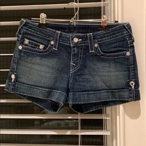True Religion Dark-Wash Denim Shorts